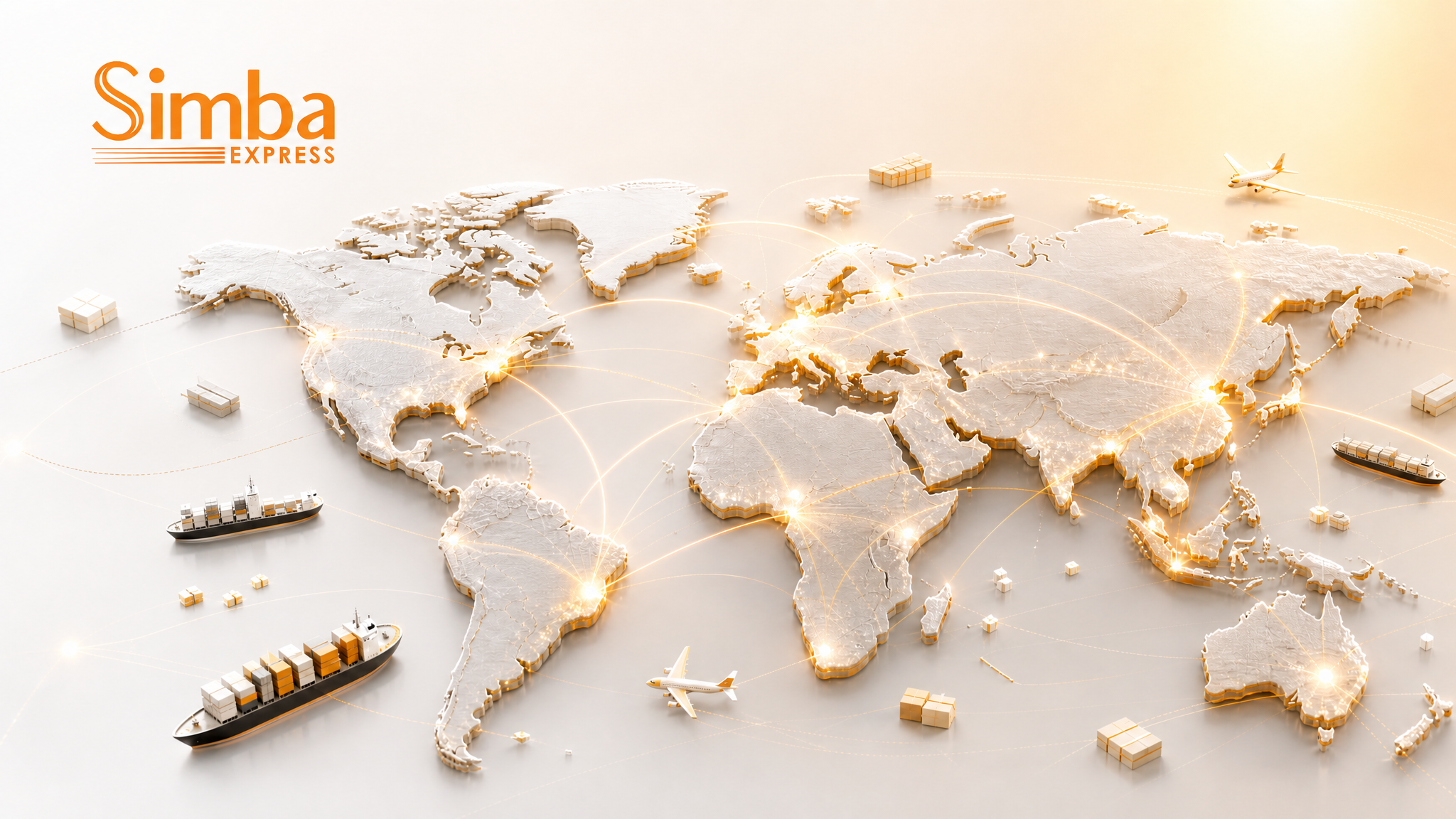 Simba Express global logistics banner with integrated logo